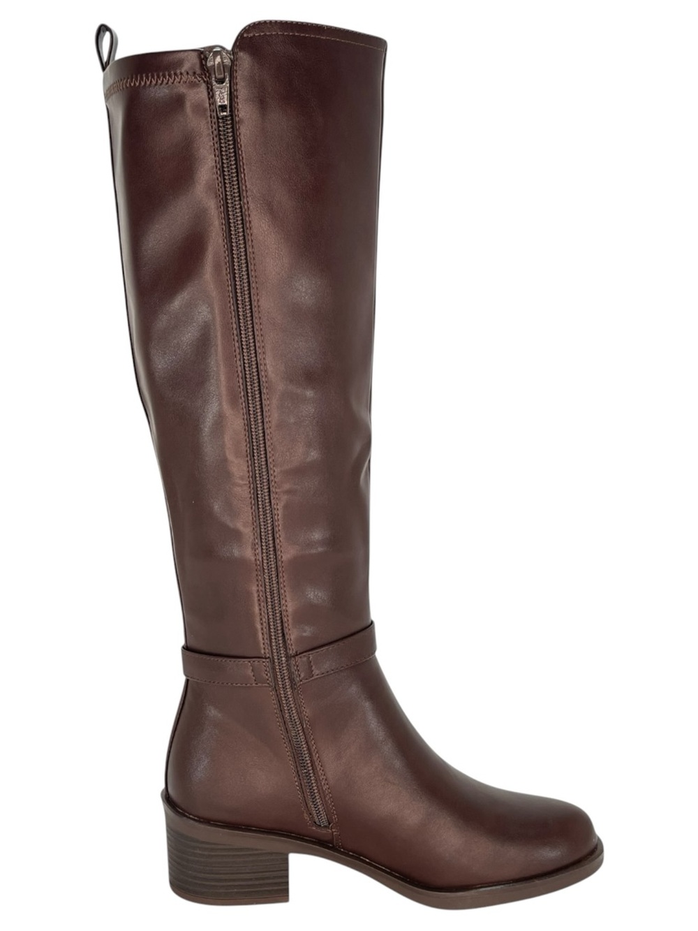 White Mountain Custard Dark Brown Faux Leather Knee High Womens Boots Size 5M - Picture 5 of 13